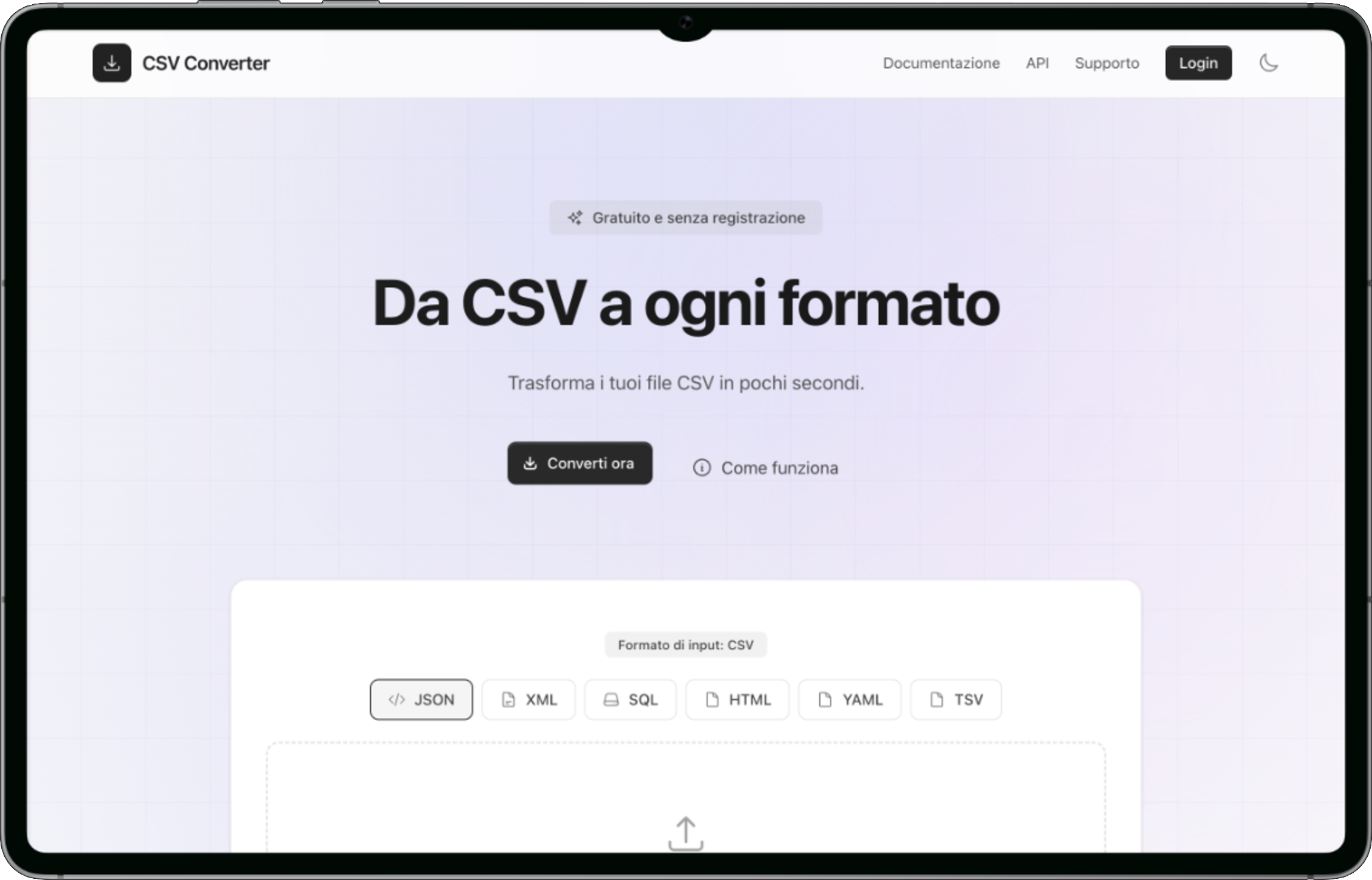 Screenshot del progetto CSV Converter — conversione file con API - Ignis-Forge
