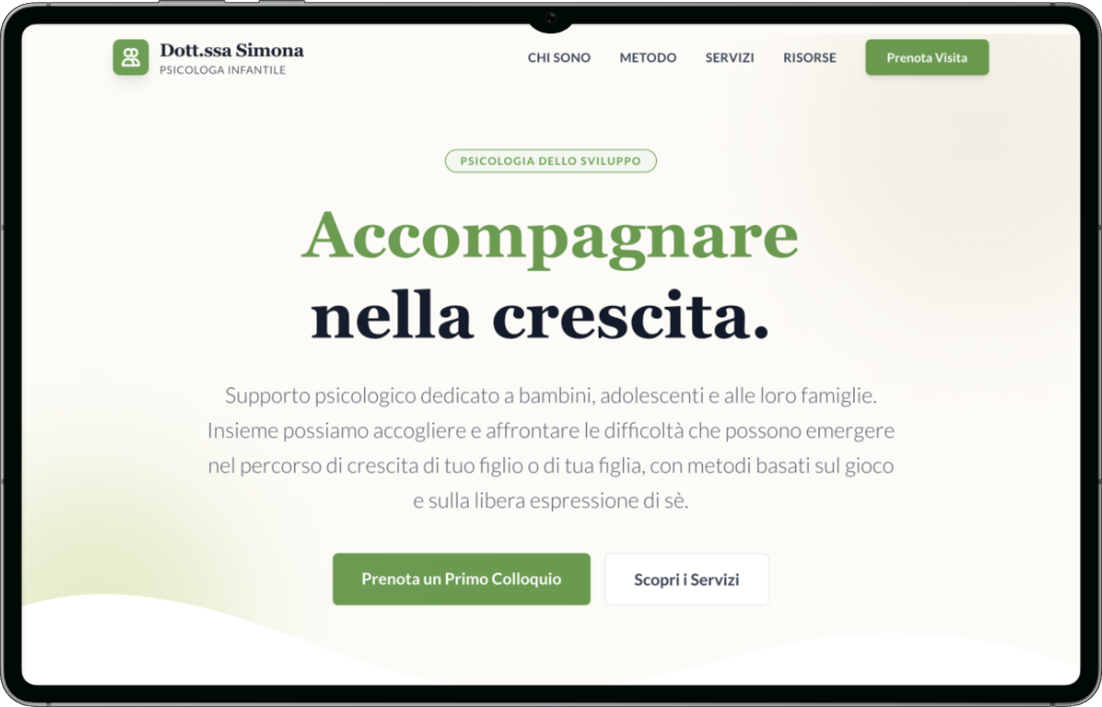 Screenshot del progetto Studio di Psicologia - Piattaforma Laravel - Dott.ssa Simona Esercizio